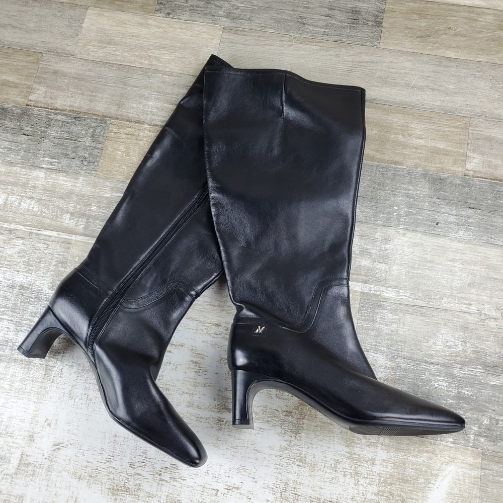 Naturalizer Candela Wide Calf Knee High Boots Womens Sz 9 M Black Square Toe